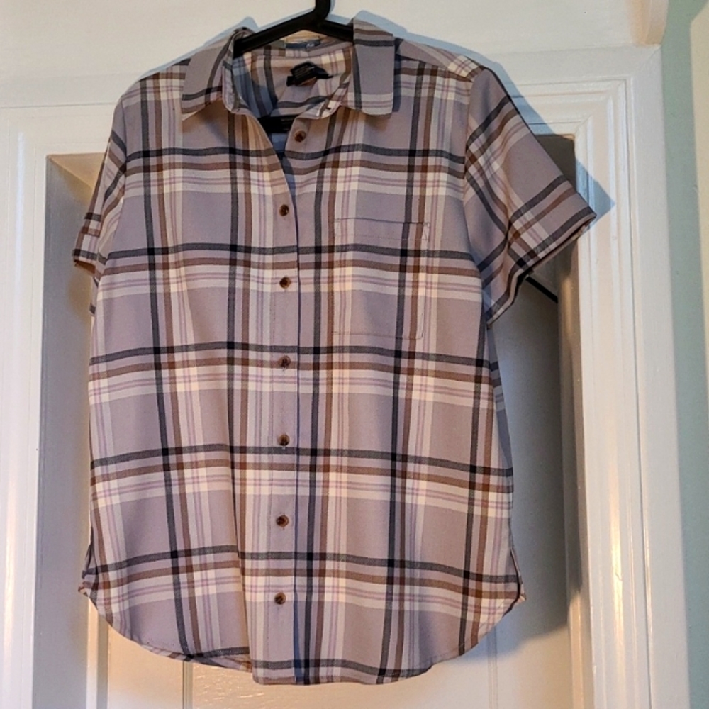 Pendleton wool checked wool short-sleeve collared shirt